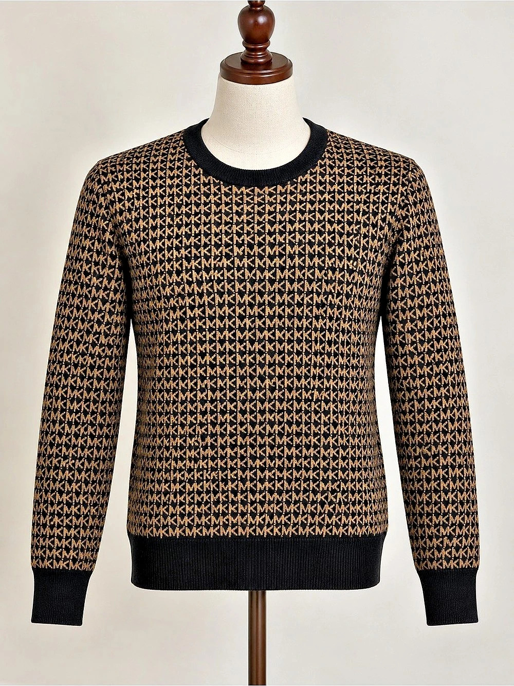 Michael Kors MK Signature Crewneck Sweater Black & Brown Like New